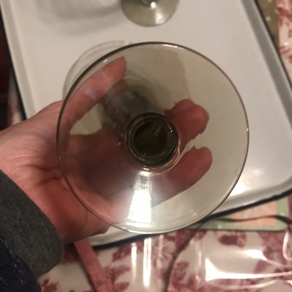 Hand Blown Clear with Subtle Smoke Color Wine/Water Glasses (2)